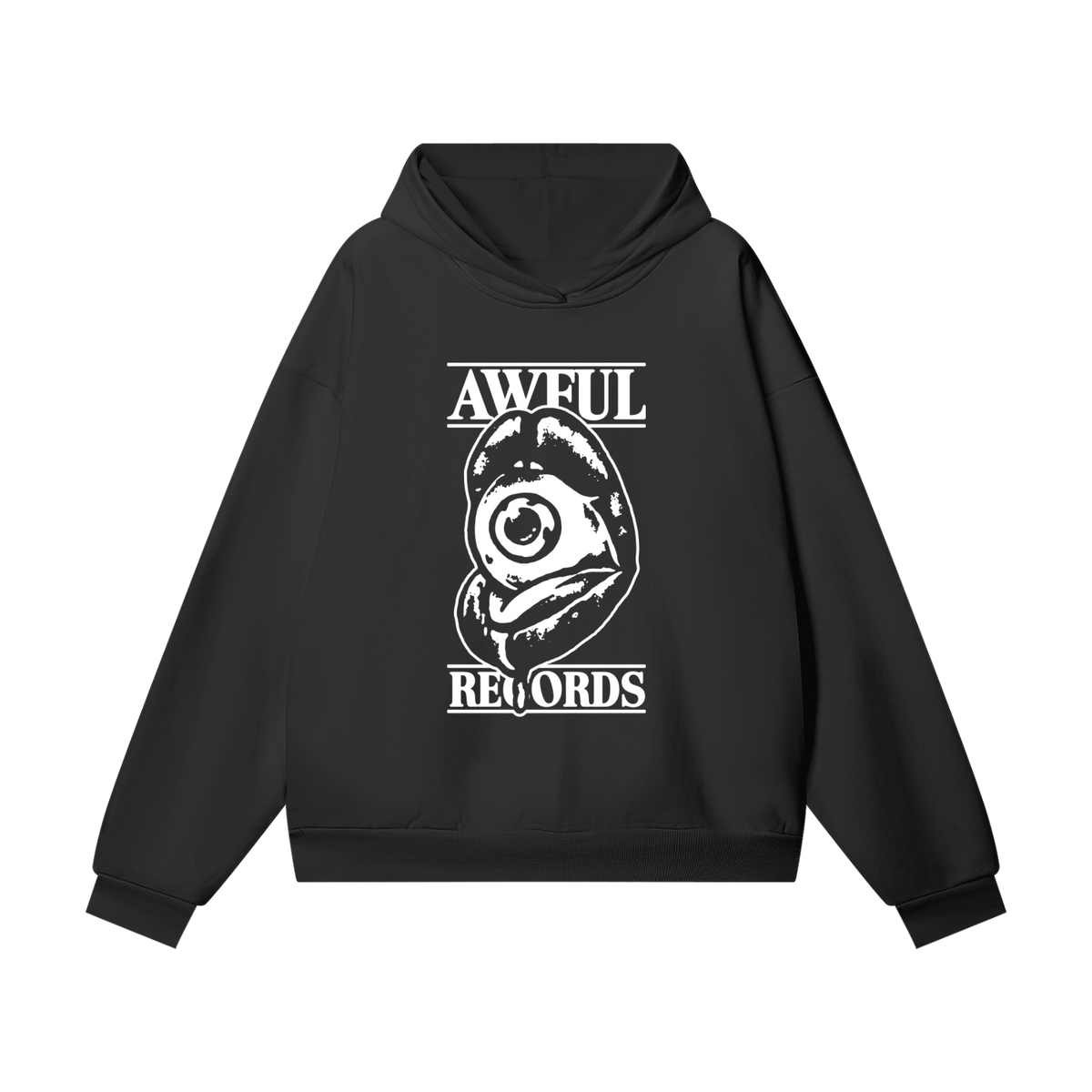The Big Awful Hoodie in black beauty, front view