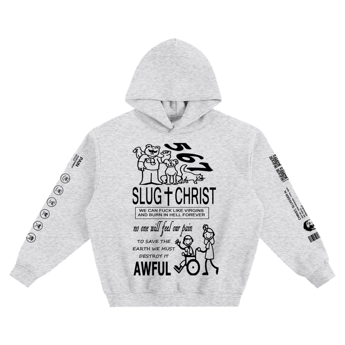 Slug Christ Pediatric Hospital: Hoodie in Flower Grey, front view