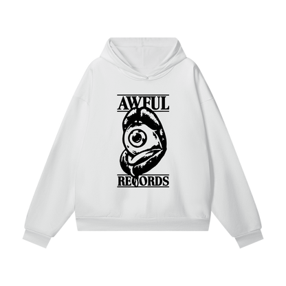 The Big Awful Hoodie in lucent white, front view