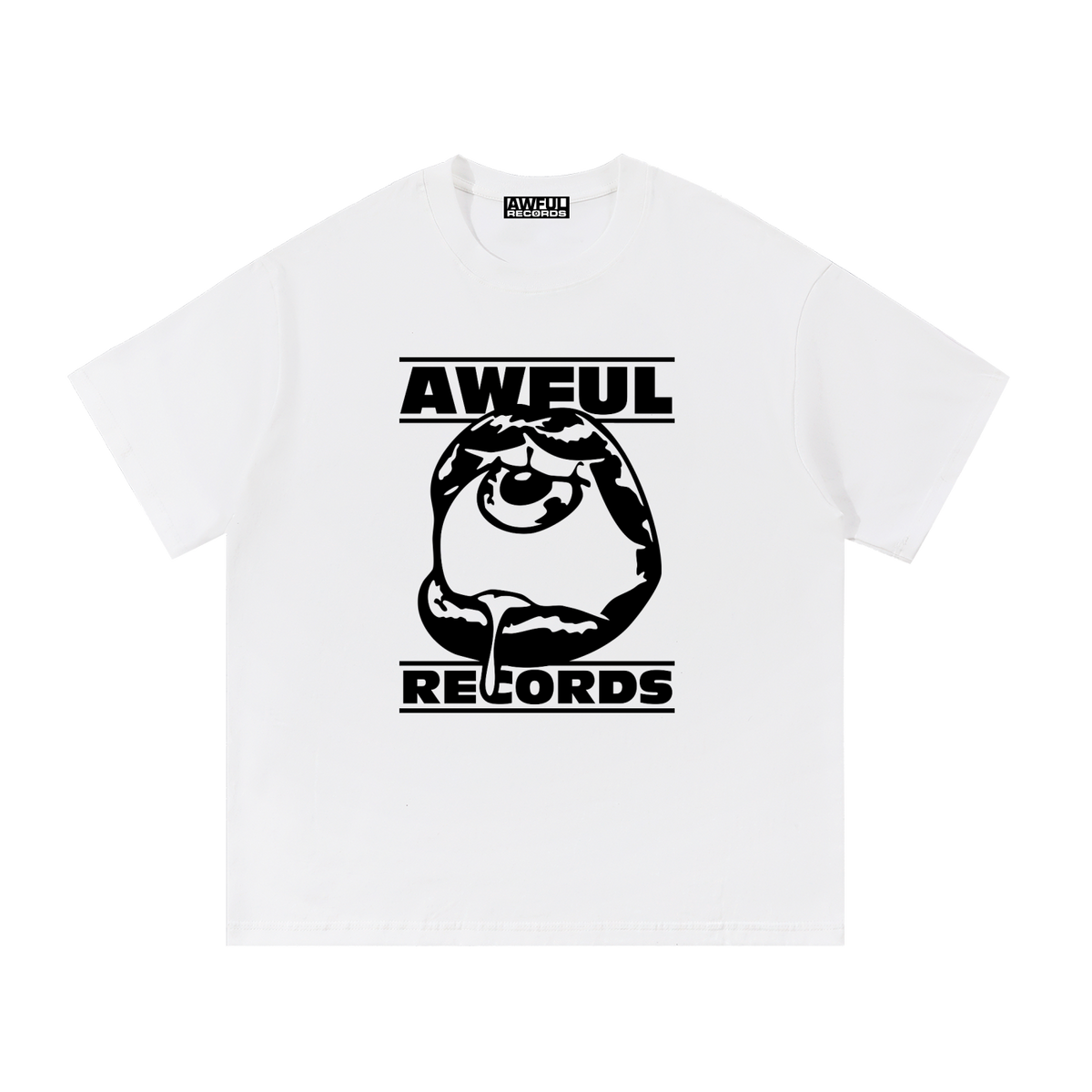 Awful Mouthful Tee in white, front view