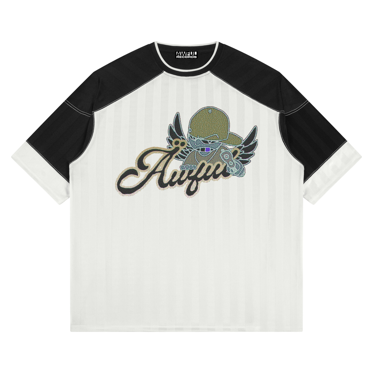 Awful Angels Jersey in white with black, front view