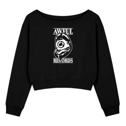 The Awful Off-Shoulder Sweatshirt in black, front view