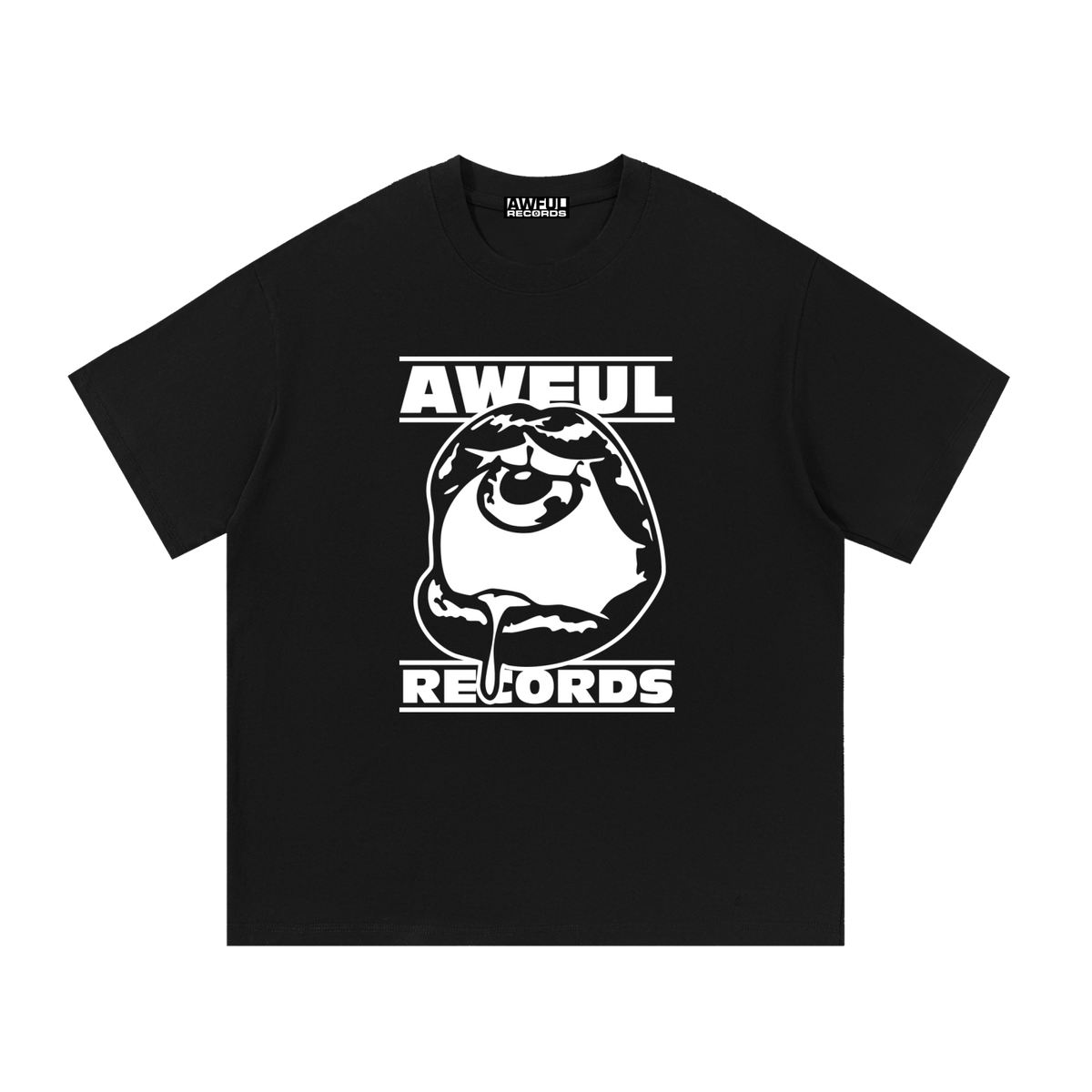 Awful Mouthful Tee in black, front view