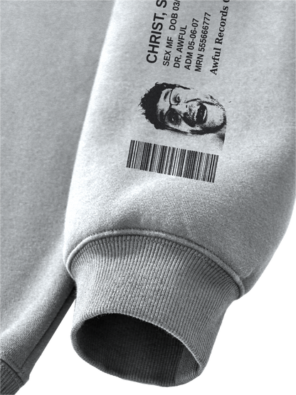 Slug Christ Pediatric Hospital: Hoodie in Flower Grey, hospital wristband sleeve detail