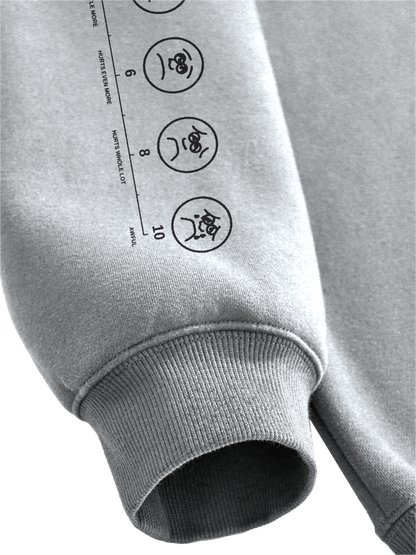 Slug Christ Pediatric Hospital: Hoodie in Flower Grey, pain scale sleeve and cuff detail